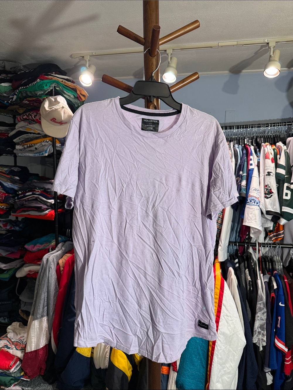 Hollister Men's Crewneck Tee in Light Lavender
